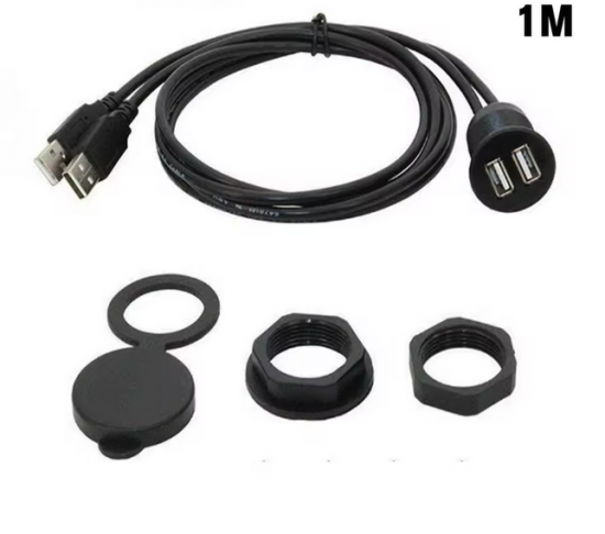 Preview: Mercedes V-Klasse W447 USB-Verlängerung (USB-A 3.0, Panel-Mount) für Einbau in Klappe neben OEM-USB